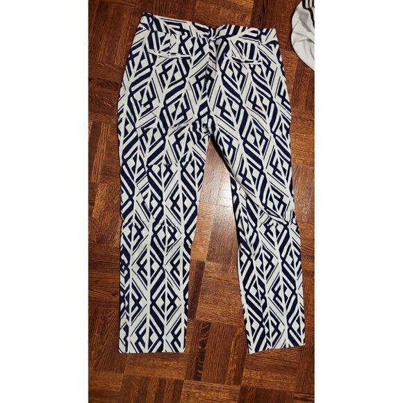 Banana Republic Women's Size 8 Navy And White Trousers Rise Flat Front Pant - Picture 4 of 5